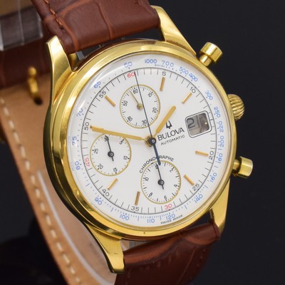 26808374c - BULOVA Armbandchronograph in GG 750/000 Referenz 13366, Automatik, 3-teil. Geh., Boden ...