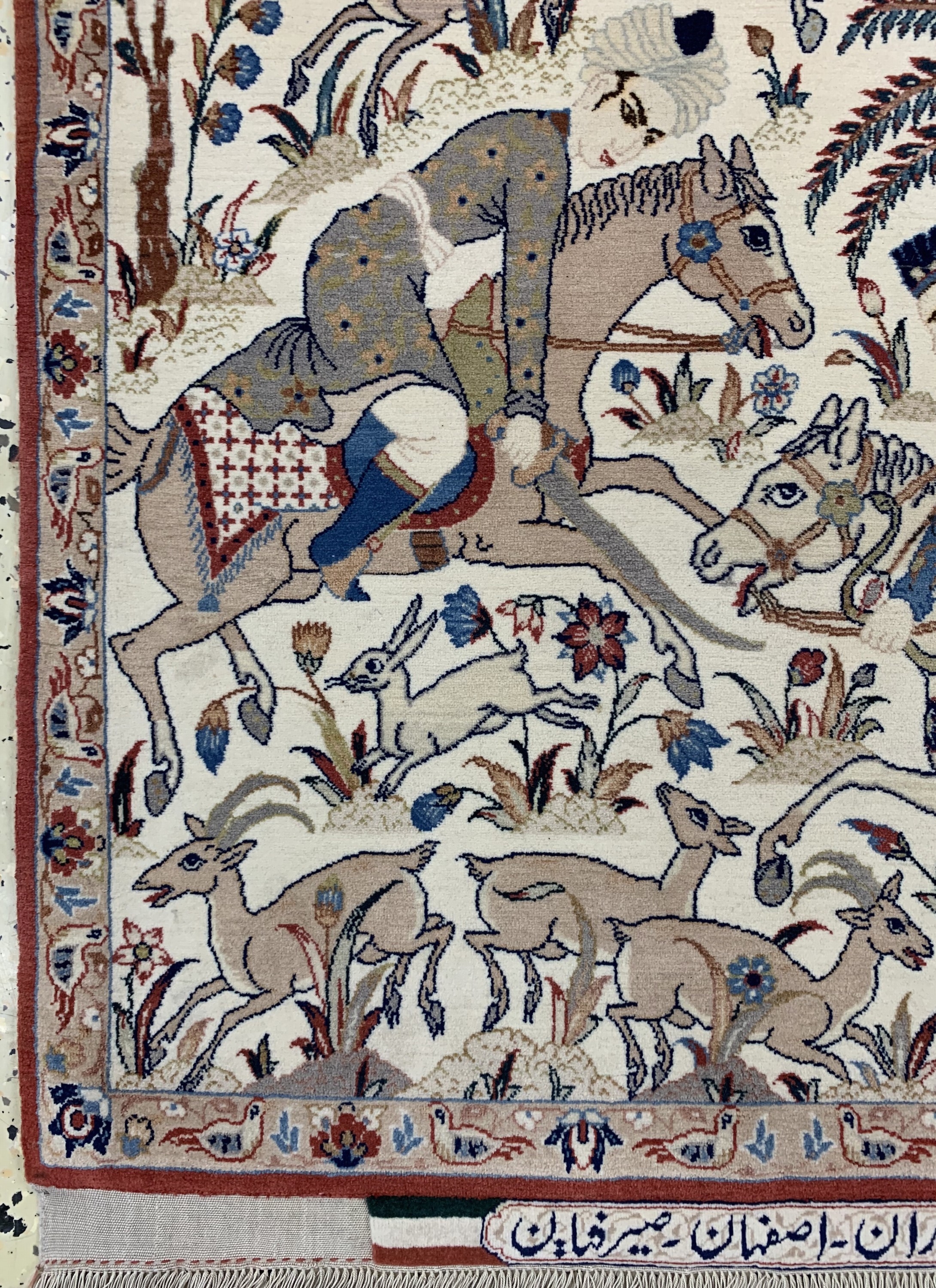 Detail c: Esfahan fein"Seyrafian", Persien , signiert, um 1920/1930, Korkwolle auf Seide, ca. 108 x 70 cm, ca. 1,0 Mio. Kn/qm, EHZ: 1-2