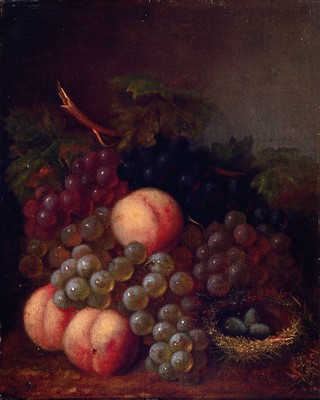 Image Unknown Dutch artist, 18th century, fruit still life with grapes, peaches and quail eggs, ...