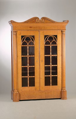 Image Extraordinary Biedermeier showcase, North German, around 1825, birch veneer, in beautiful ...