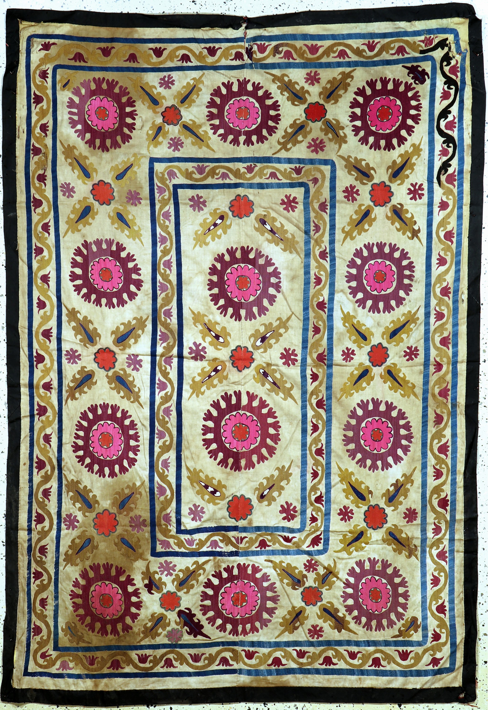 Uzbek Susani, Uzbekistan, um 1900, Seiden-Stickerei, ca. 205 x 145 cm, EHZ: 4