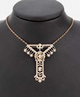 Image Jugendstil Collier, um 1900, Metall part. verg., Vorlage für Echtschmuck, ...