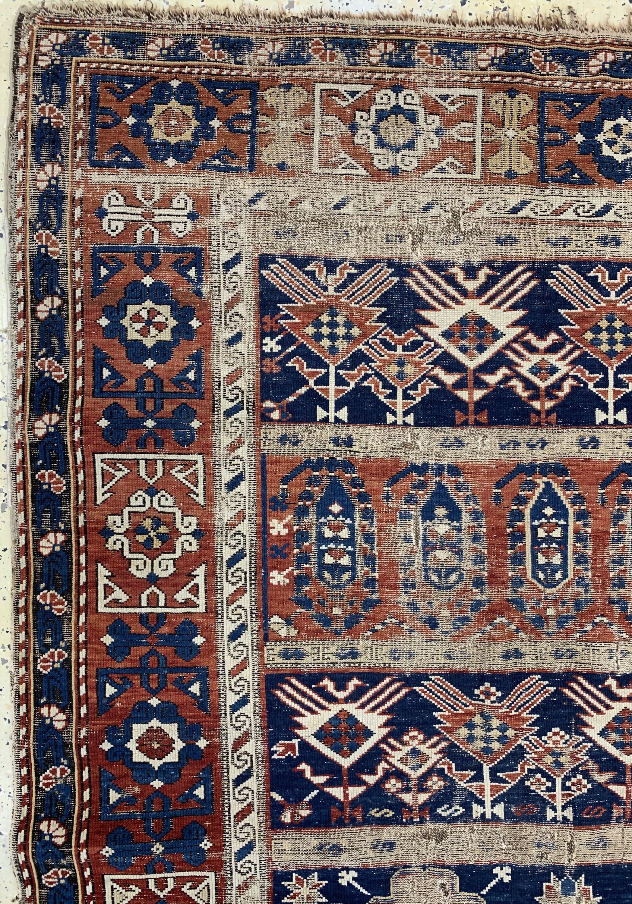 Detail d: Antiker Schirwan, Kaukasus, 19.Jhd, Wolle auf Wolle, ca. 210 x 130 cm, EHZ: 4
