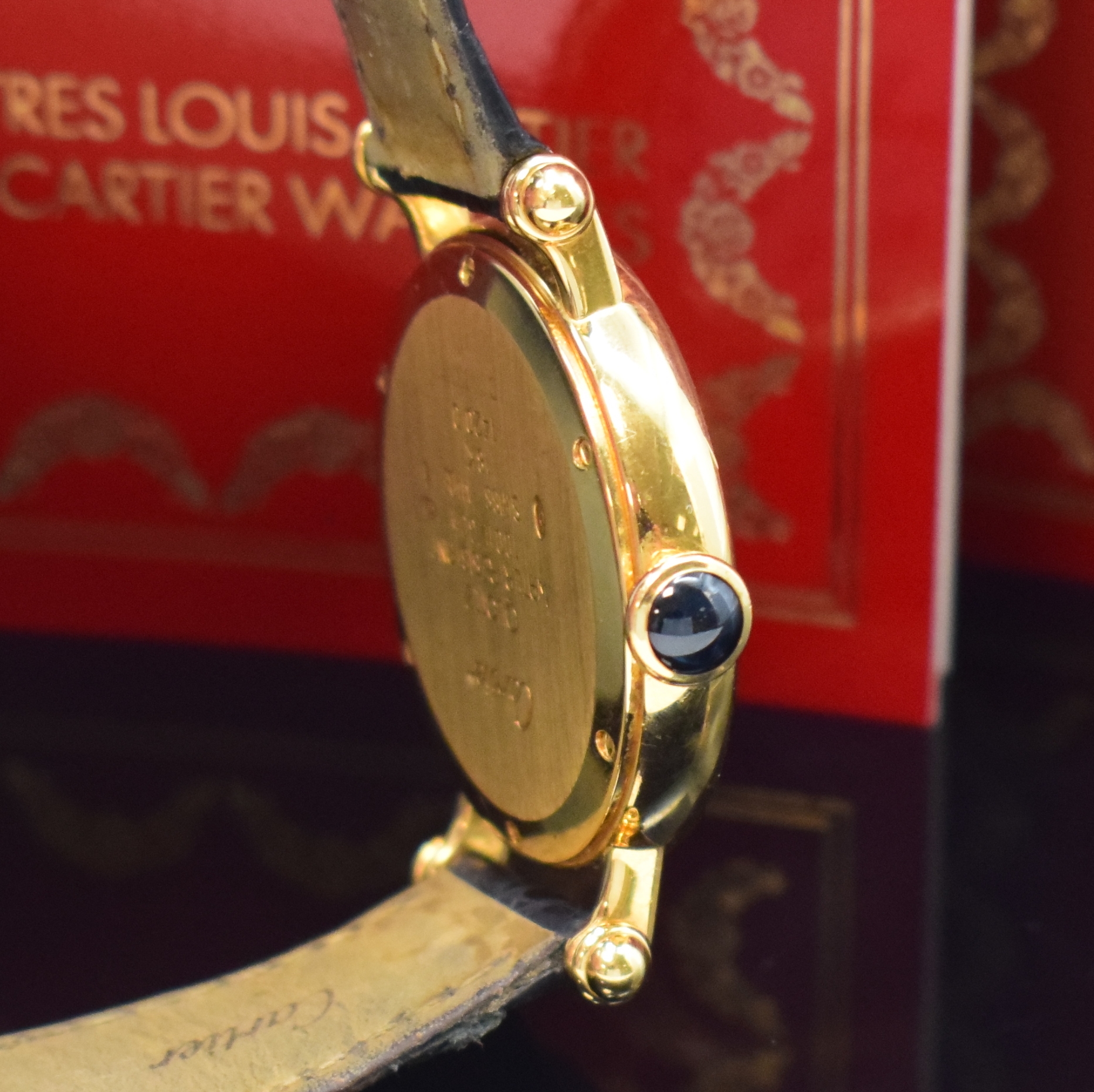 Detail c: CARTIER Damenarmbanduhr Diabolo in GG 750/000 Referenz 1420, Schweiz verk. lt. beil. Pap. 11/1994, quarz, inkl. orig. Lederband m. orig. 18k Gold ...