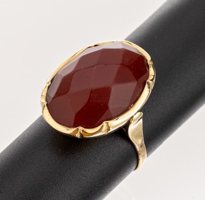 Image 14 kt gold carnelian-ring , 1930/40s, YG 585/000, unpretentious design, oval ring head ...