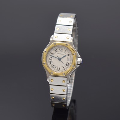 Image CARTIER ladies wristwatch Santos Ronde, Switzerland around 1995, self winding, stainless ...