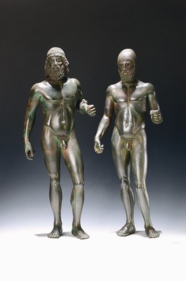 Image 2 electroplating sculptures based on the so- called "Bronzes of Riace", 20th ...