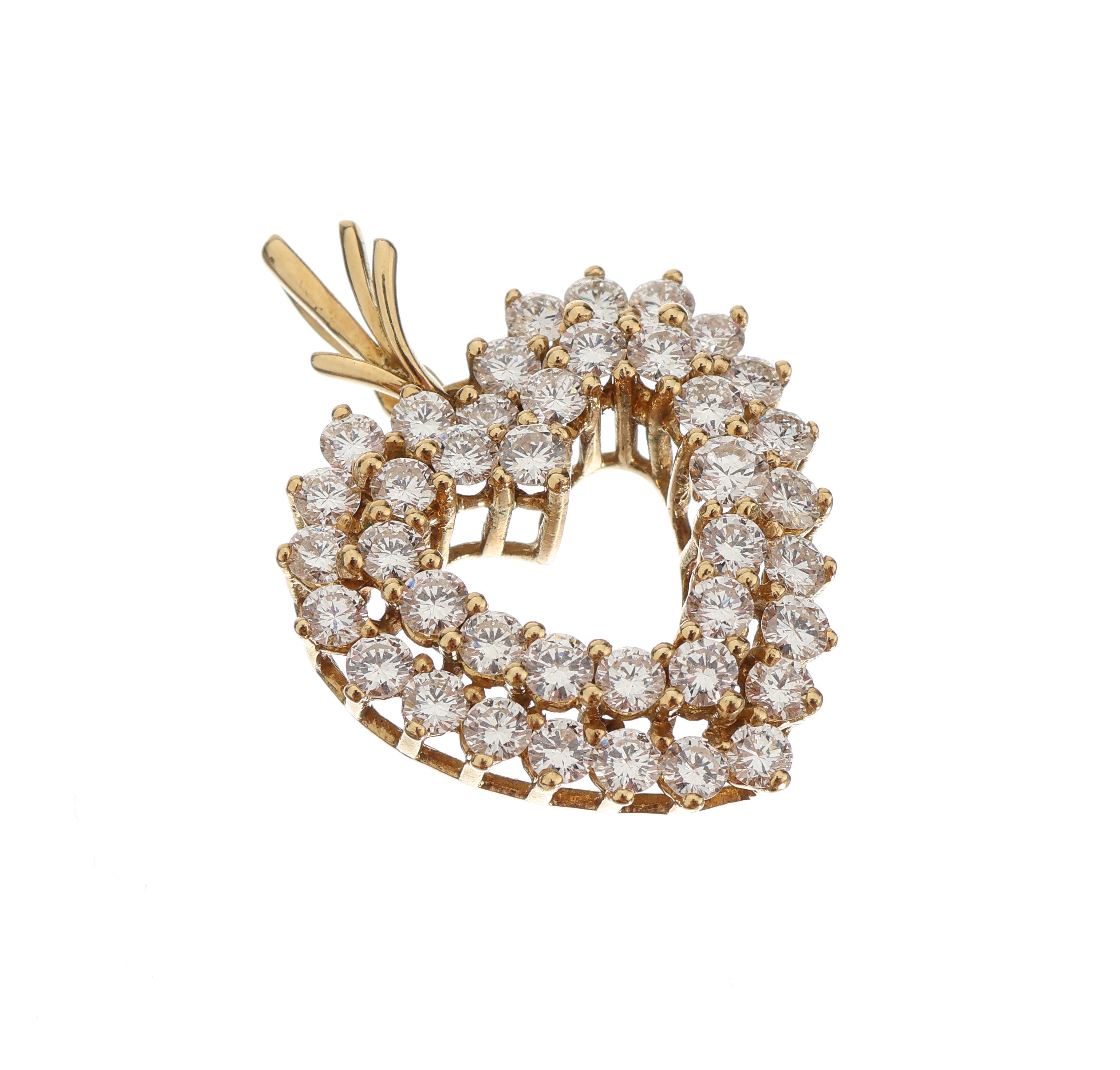 18 kt Gold Brillant-Herzanhänger, GG 750/000, 40 Brillanten zus. ca. 2.50 ct Weiß/si, ca. 4 g