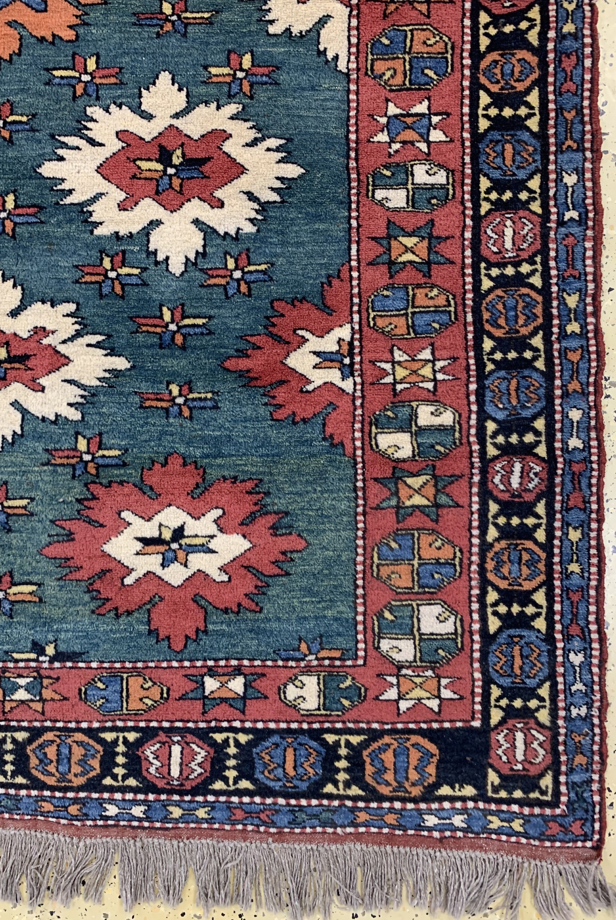 Detail a: Kazak, neu geknüpft, Pakistan, Ende 20.Jhd,Wolle auf Wolle, ca. 210 x 174 cm, EHZ: 2