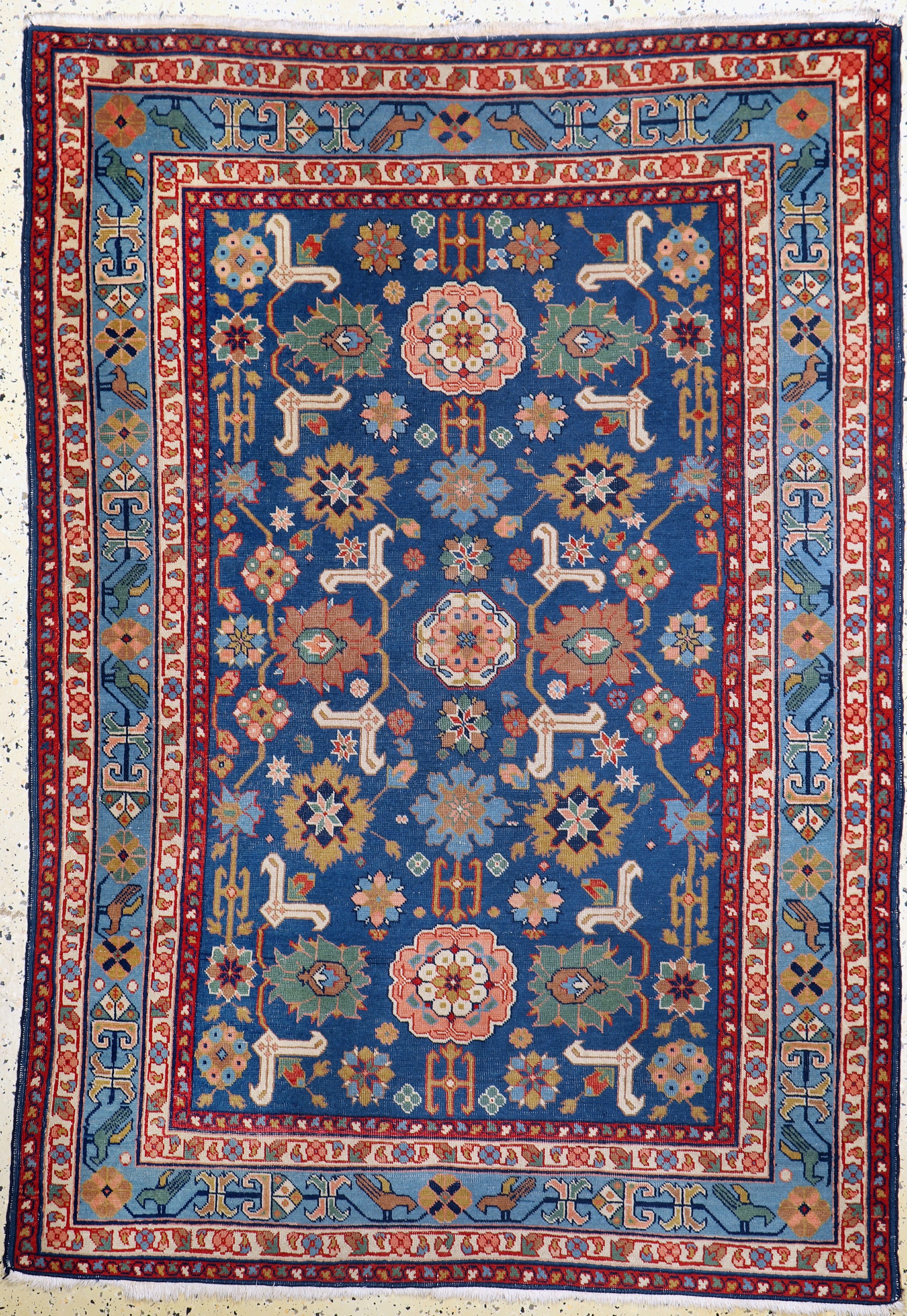 "Blattgabel-Schirwan", Rußland, Mitte 20.Jhd, Wolle auf Baumwolle, ca. 176 x 123 cm,EHZ: 3