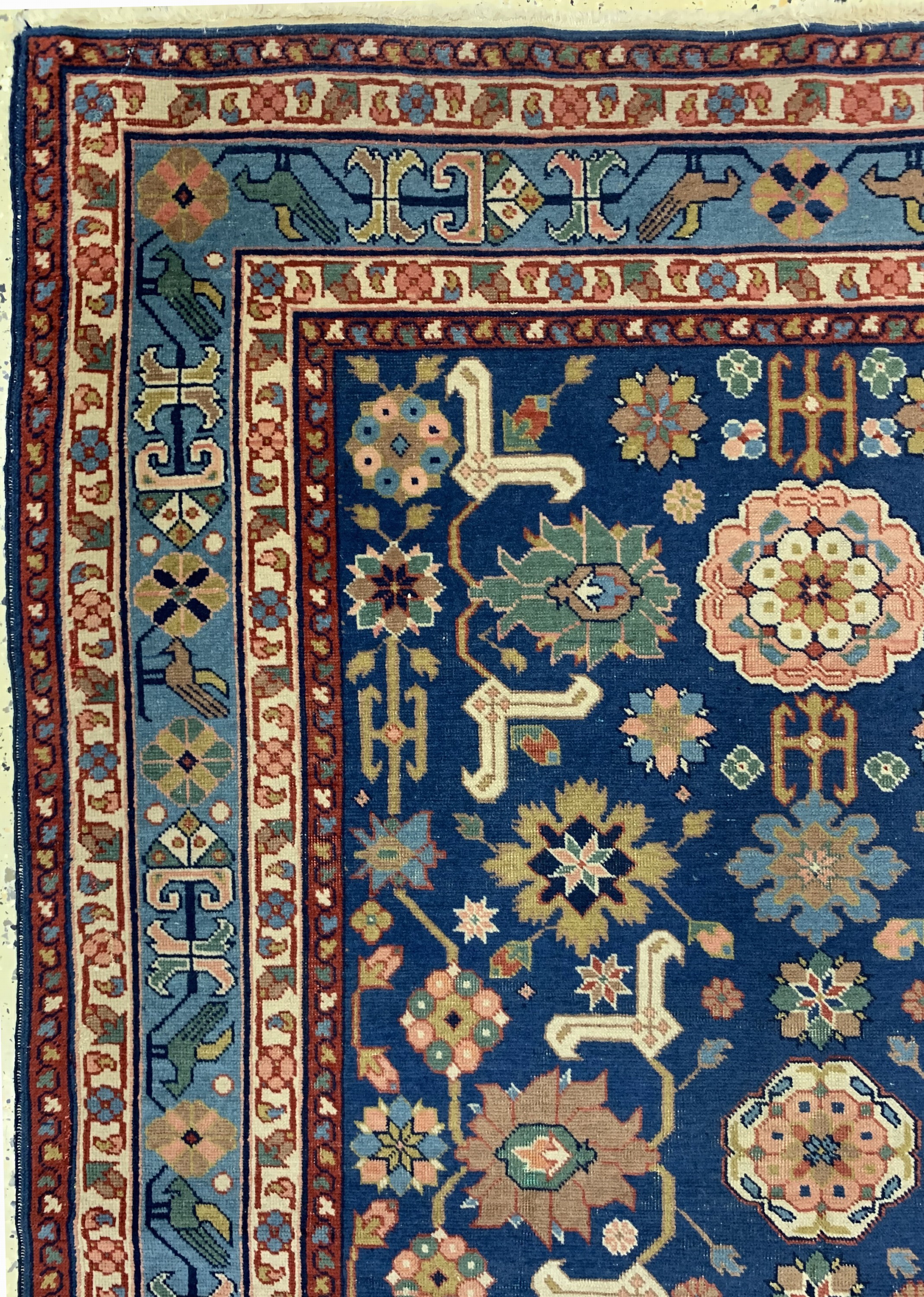 Detail d: "Blattgabel-Schirwan", Rußland, Mitte 20.Jhd, Wolle auf Baumwolle, ca. 176 x 123 cm,EHZ: 3