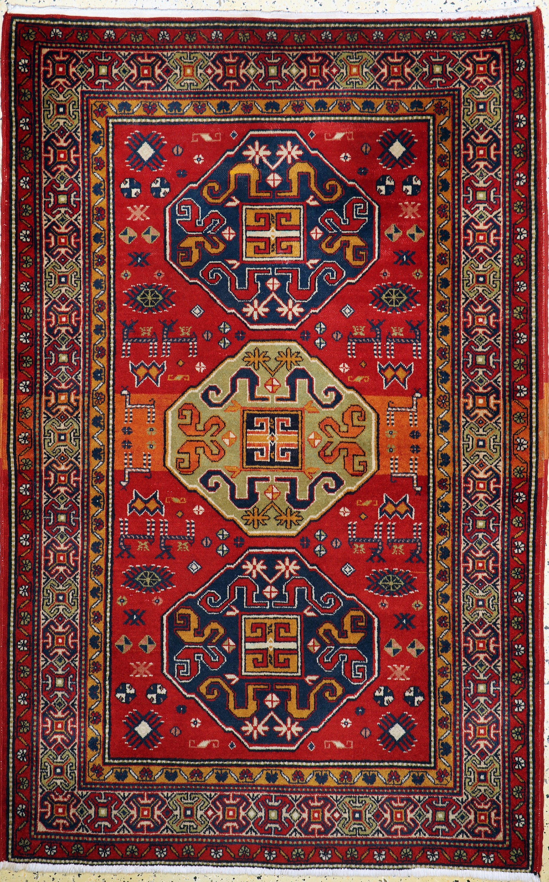 "Wolkenband-Kazak"Motiv Türkei, Mitte 20.Jhd, Wolle auf Baumwolle, ca. 204 x 132 cm EHZ: 2-3