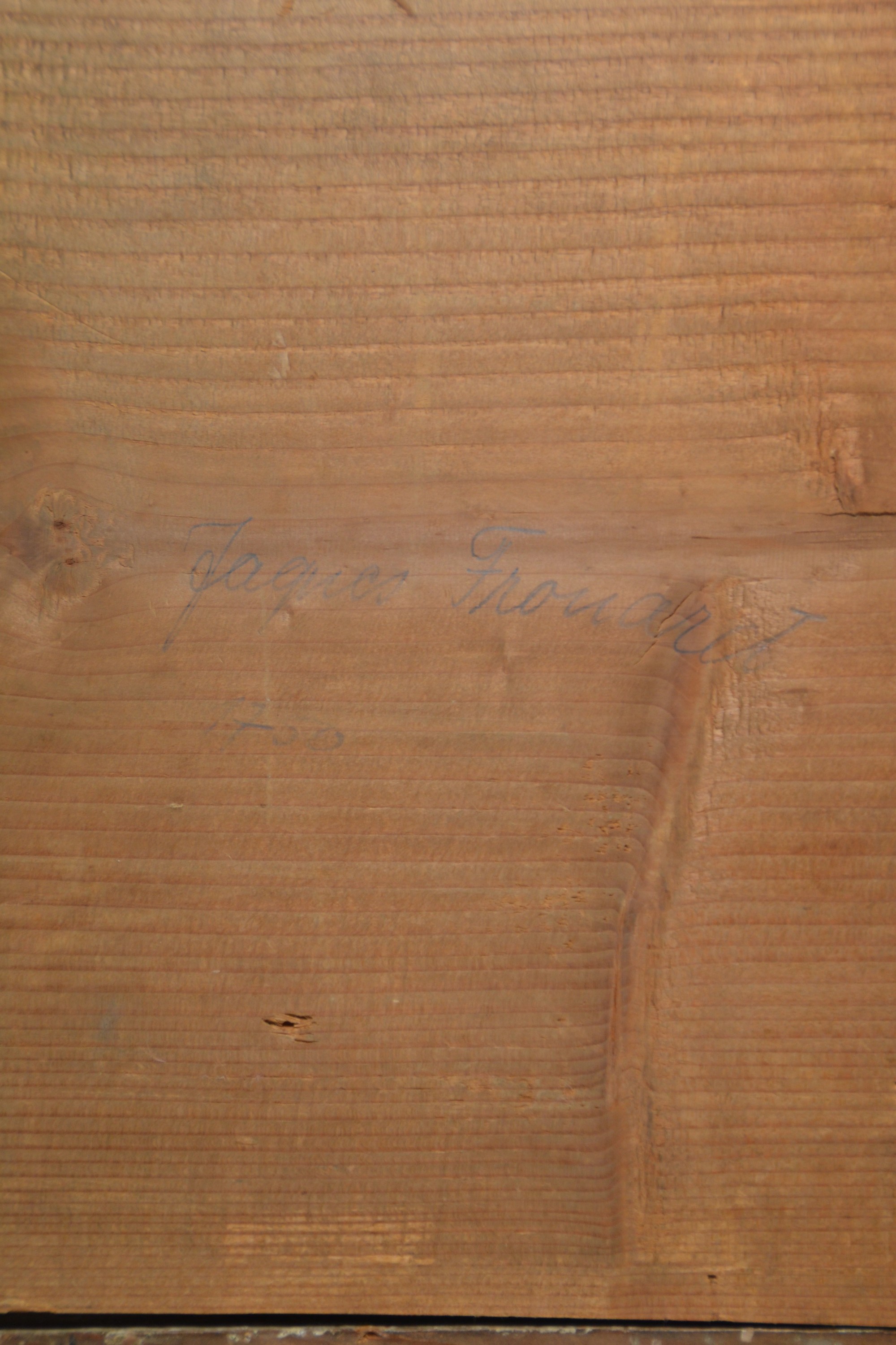 Detail c: Ungedeuteter Künstler des 18.Jh., Elfe in Rosenblüte vor Waldlichtung, Ausschnitt im Oval, Öl/Holz, verso sekundär bezeichnet "Jaques ...