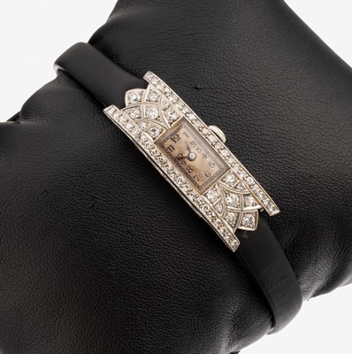 Image Art Deco Platinum diamond-ladies' wristwatch, 1920s , France, case geometric, 58 ...