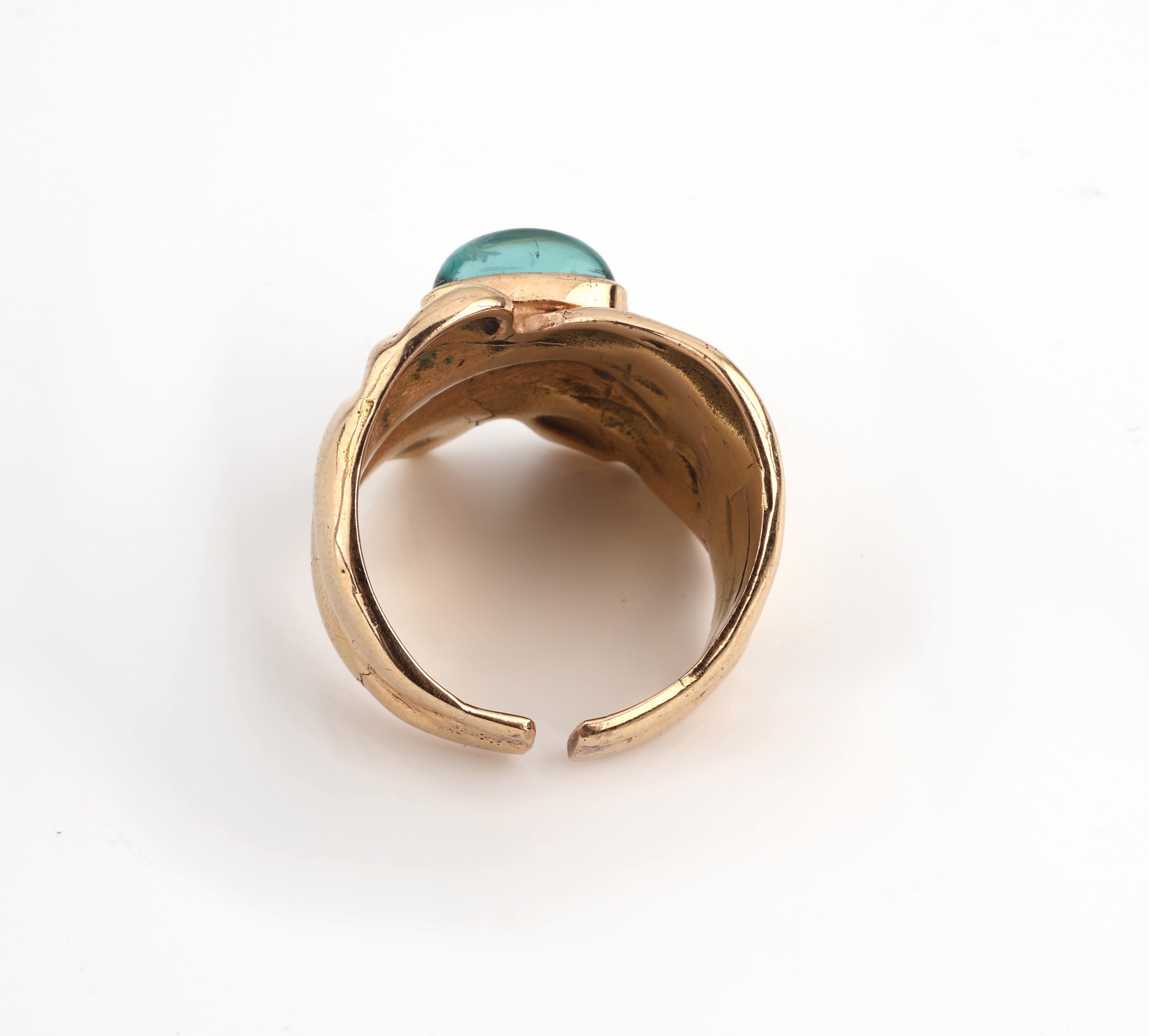 Detail b: 18 kt Gold Turmalin-Ring, GG 750/000 gepr.,ovaler Turmalin, offene Schiene, RW 62, ca. 15.2 g