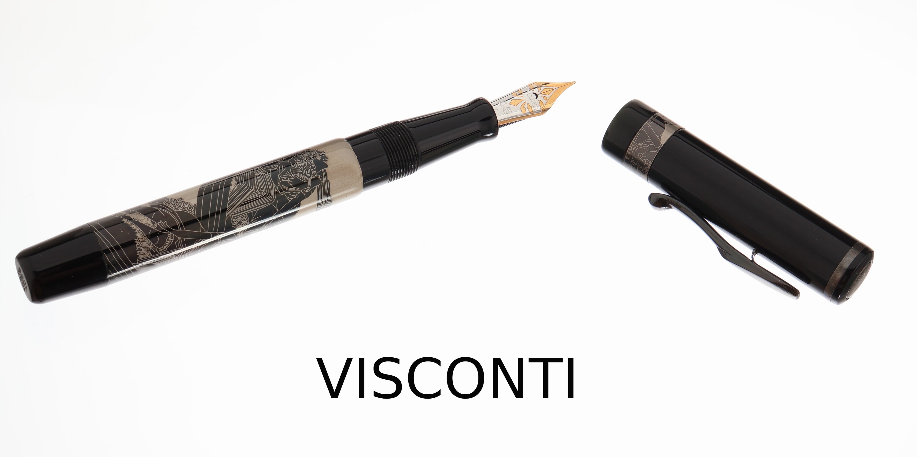 VISCONTI Füllfederhalter Giacomo Casanova Erotic Art Pen, Black Lucite, Romantic Edition limitiert auf 1069 Stück weltweit, hier Nr. 1054, orig. ...
