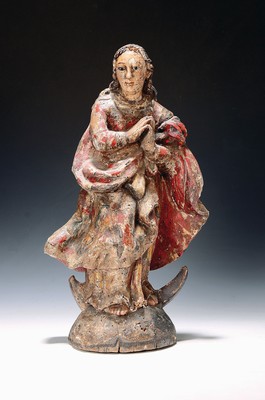 Image Wooden sculpture, crescent moon Madonna, German, 18th/19th century, carved wood, ...