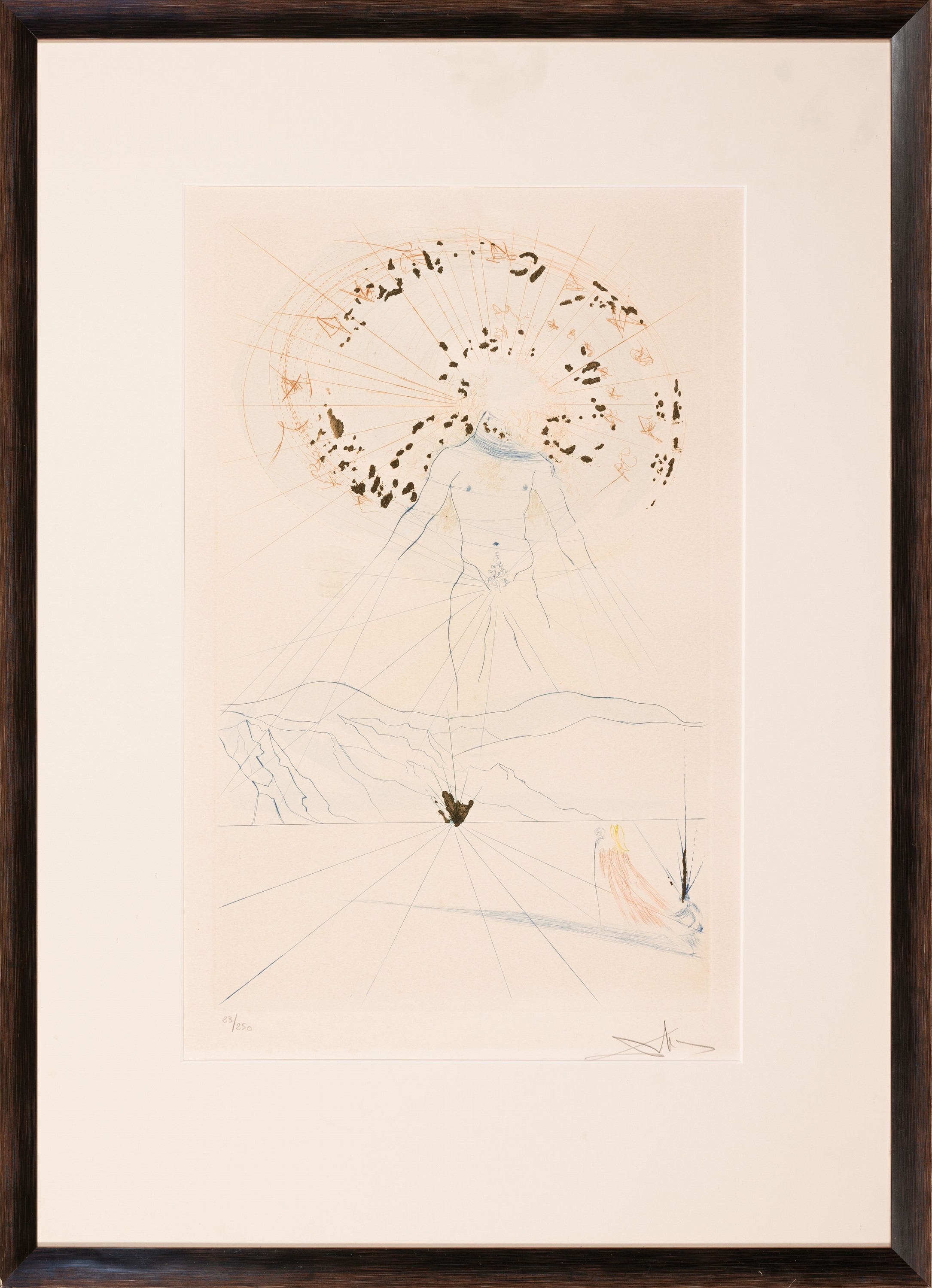 Detail k: Salvador Dali,1904-1989, "Der Bräutigam hüpft über die Berge", aus Das Hohe Lied des Salomon, 1971, Radierung mit Pochoir und ...