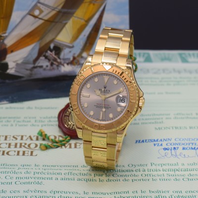 Image ROLEX Oyster Perpetual Date Yacht-Master wristwatch in 18k yellow gold reference 168628, ...