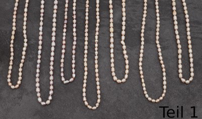 Image Lot 15 Chinese fresh water pearl-necklace , apricot coloured, l. approx. 60 cm, magnet ...