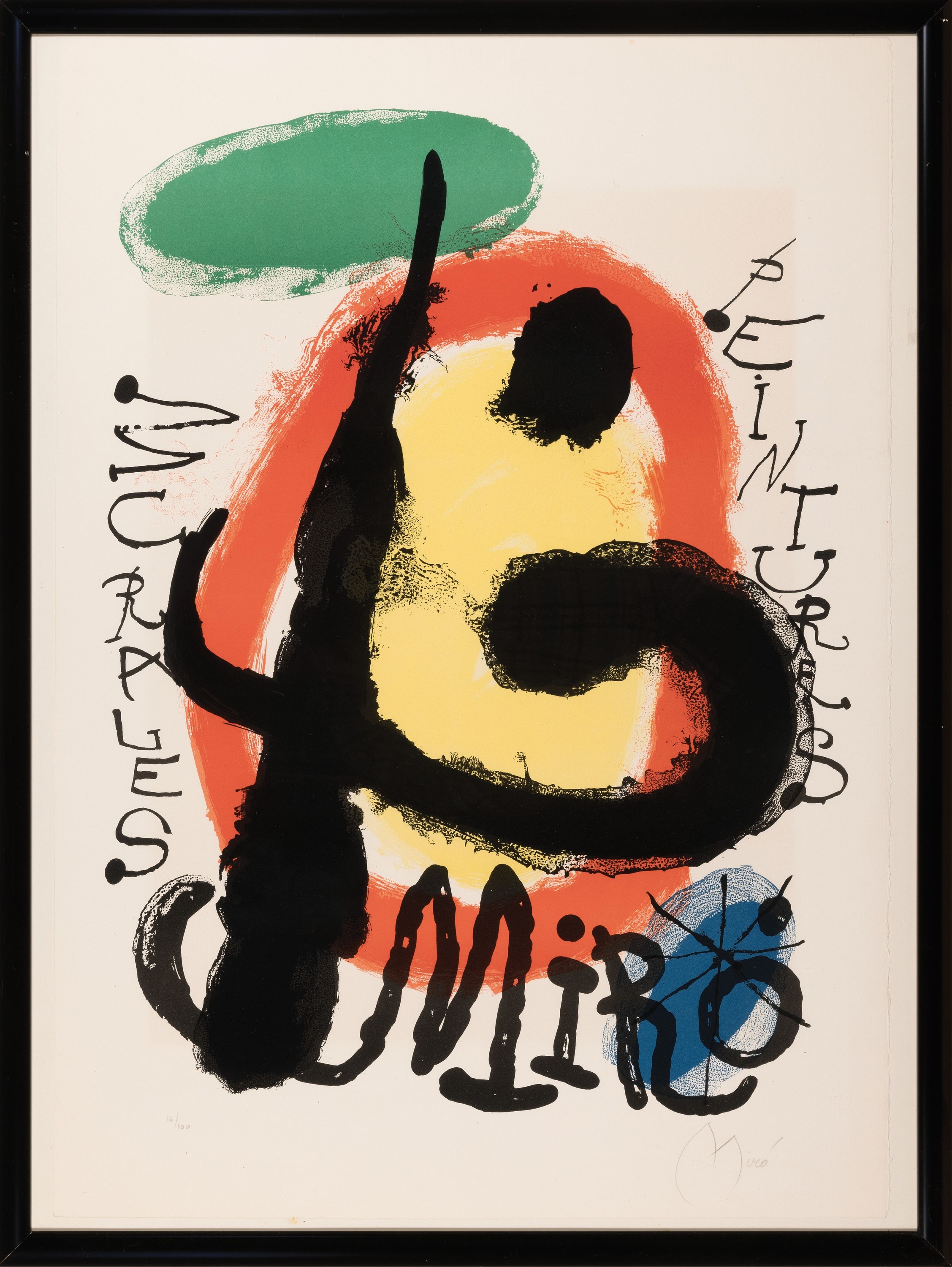 Detail k: Joan Miro, 1893-1983, Farblithographie "peintures Murales", mit Schriftzug, nach 1961, rechts unten handsigniert, Ed. 16/100, Blatt75x53 ...