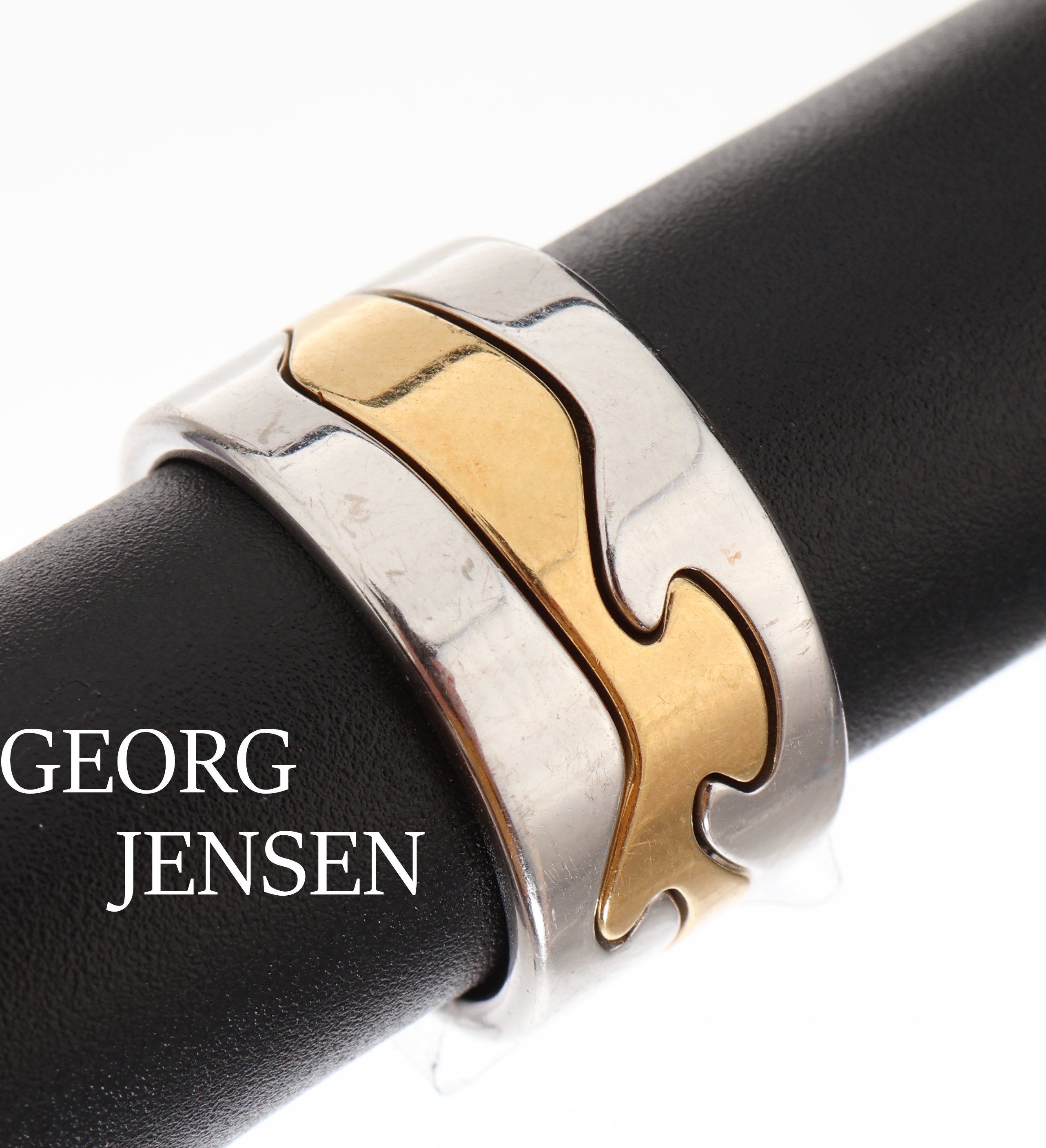 18 kt Gold GEORG JENSEN Ringtrio, GG/WG 750/000, 2 x WG 1 x GG, ineinander steckbar, RW 56, ca. 17.2 g, sign., Ringe auch einzeln tragbar