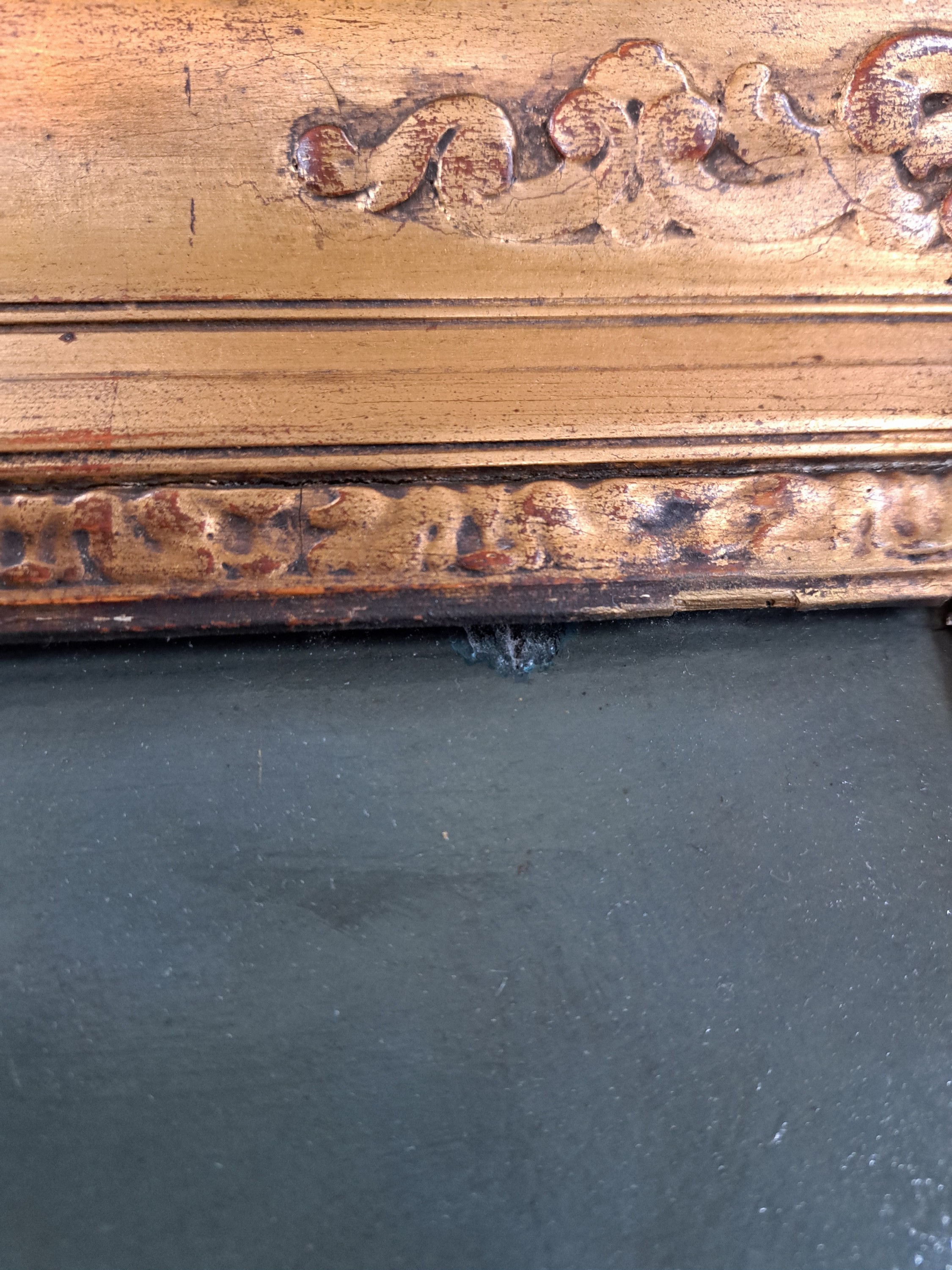 Detail c: Unbekannter Maler, um 1900, Porträt der Hl. Cäcilia, Öl/Holz, einige kleinere Retuschen, ca. 65 x 50 cm, Rahmen