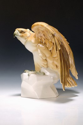 Image Porcelain figure eagle, Ludwigsburg, mid-20th century, porcelain, colorfully decorated, ...