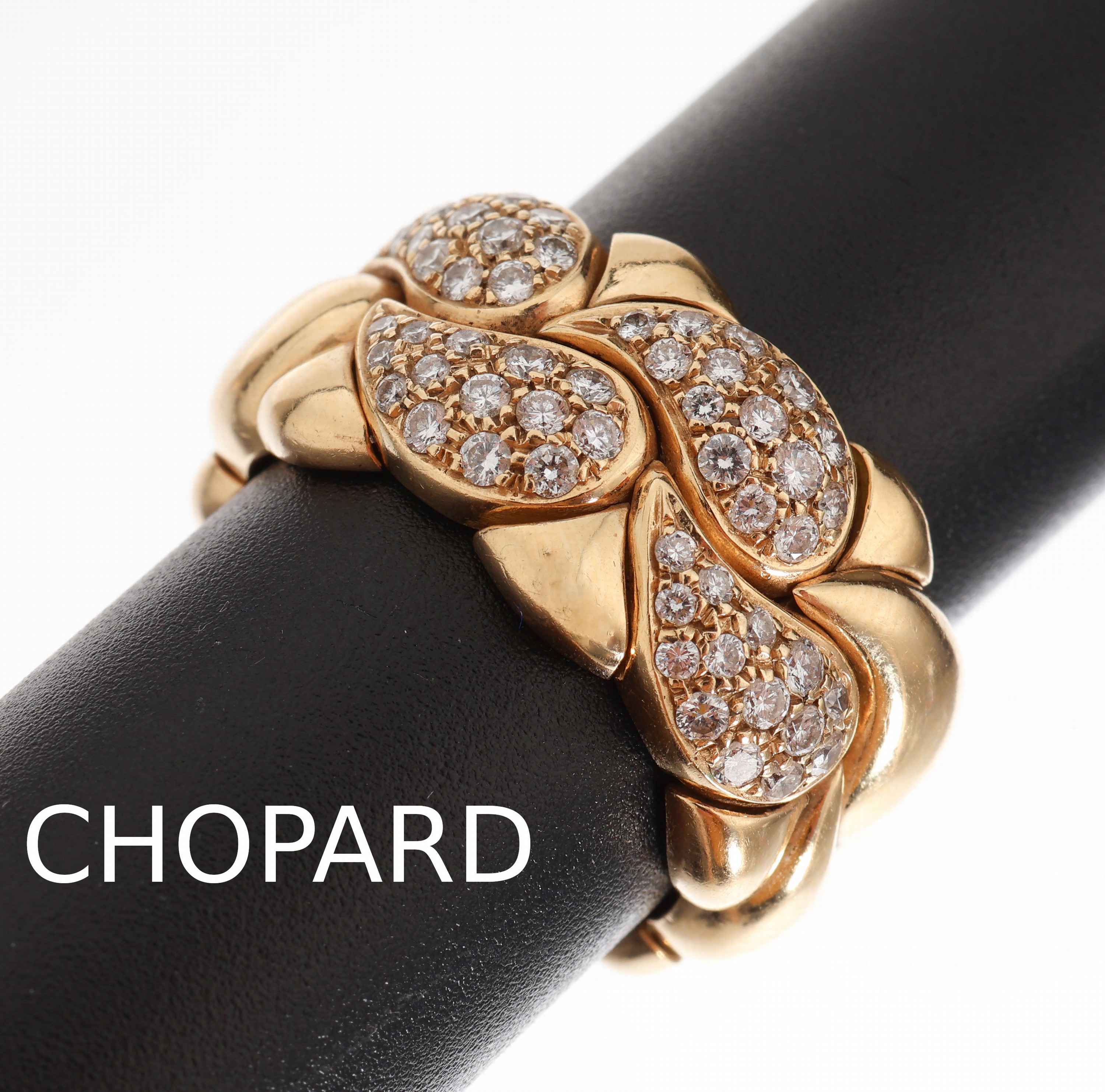 18 kt Gold CHOPARD Brillant-Ring, GG 750/000, aus der Serie Casmir, 56 Brillanten zus. ca. 1.50 ct feines Weiss/vs, RW 58, ca. 21.5 g