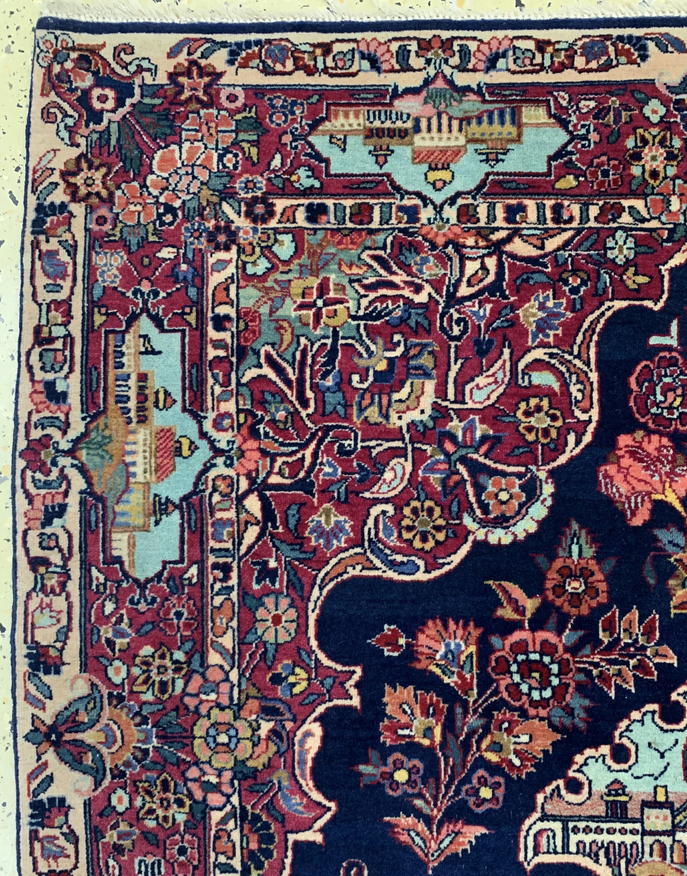 Detail d: Keschan fein antik, Persien, um 1910/1920, Wolle auf Baumwolle, ca. 146 x 105 cm, EHZ: 2
