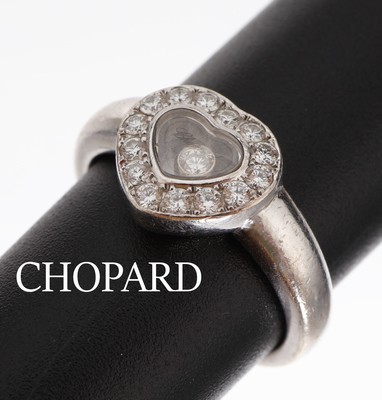 Image 18 kt gold CHOPARD brilliant-ring , WG 750/000, series Happy Diamonds, heart shaped ring ...