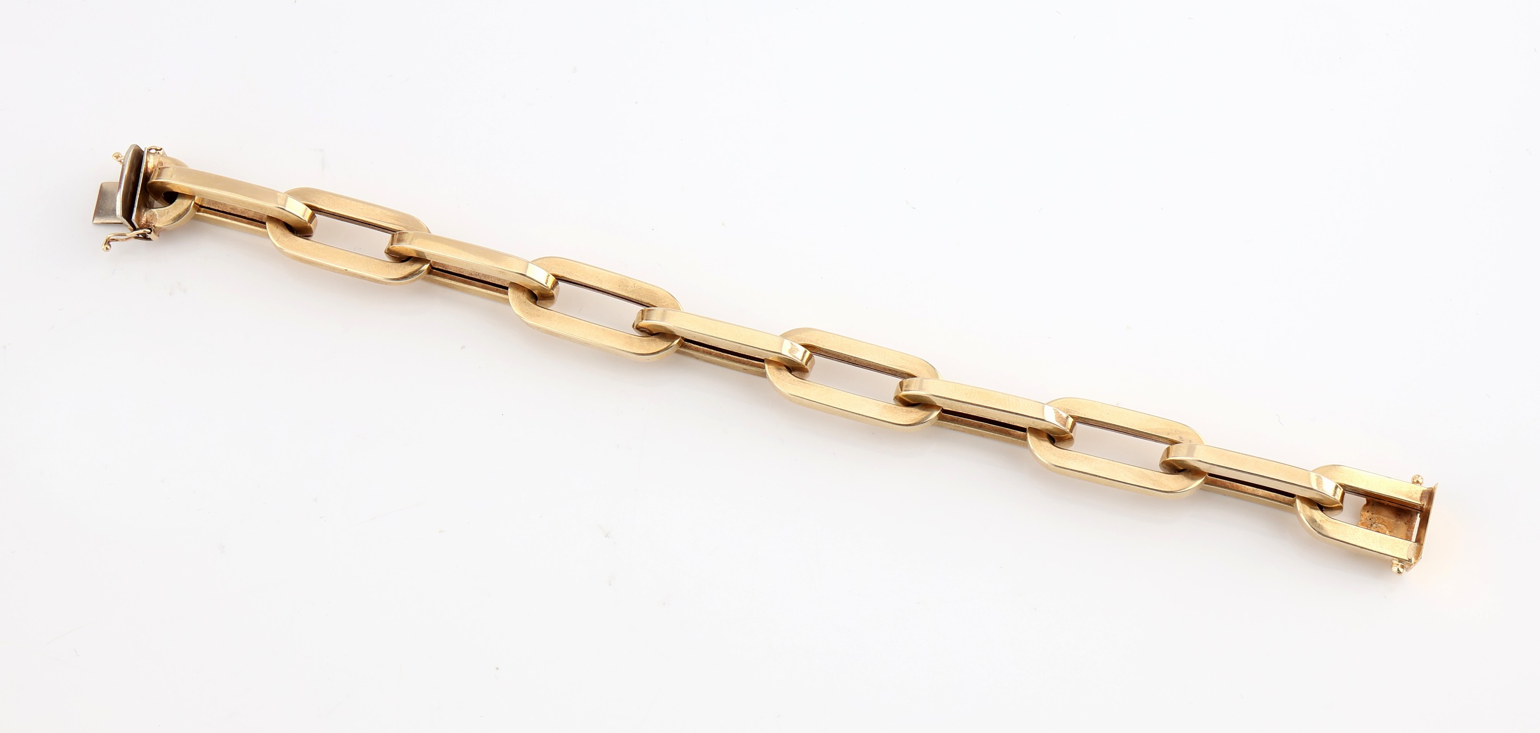 Detail a: 14 kt Gold Armband, GG 585/000, ovale Glieder, L. ca. 20 cm, Kastenschloss mit 2 Sicherheitsachten, ca. 26.6 g