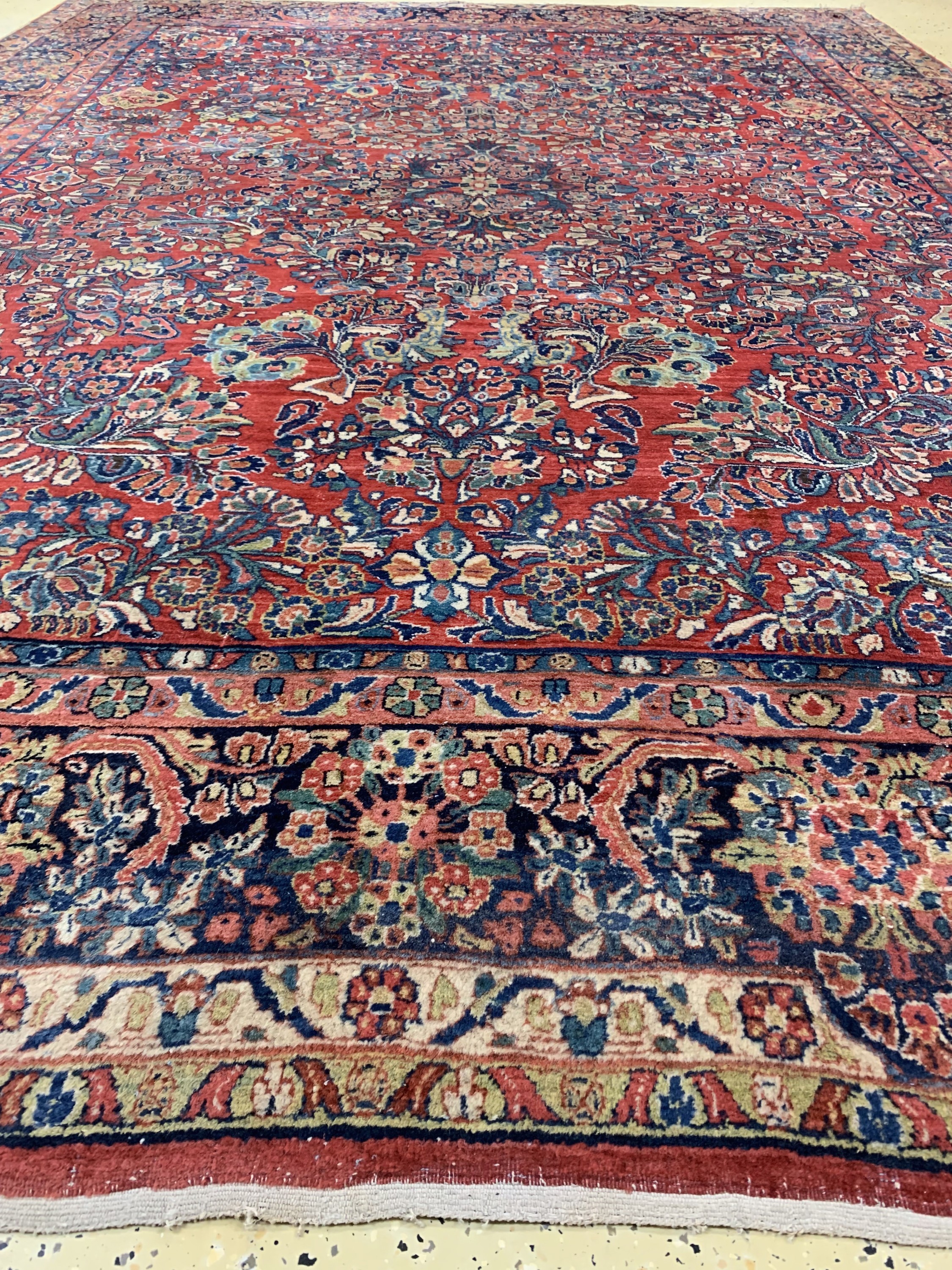 Detail e: US Re-Import Sarogh, Persien, Anfang 20.Jhd, Wolle auf Baumwolle, ca. 360 x 270 cm,EHZ: 3