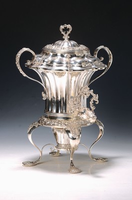 Image Samovar, Vienna, probably around 1837, 13-lot,silver, mostly chased work, base and lid ...