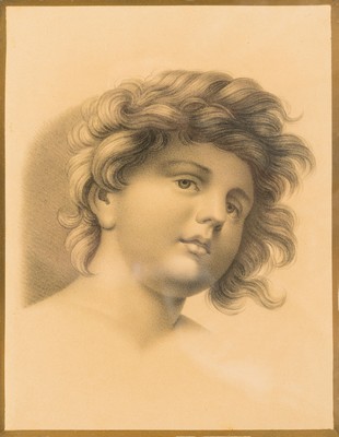 Image Unknown artist around 1840, two counterparts, two portraits of boys in a classicist ...