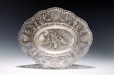 Image Baroque silver bowl, German, early 20th century, 800 silver, edge in open work, ...