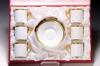 Image Gold-rimmed mocha set for 6 people, Fabrique Royale, Limoges, France, early 20th century, ...