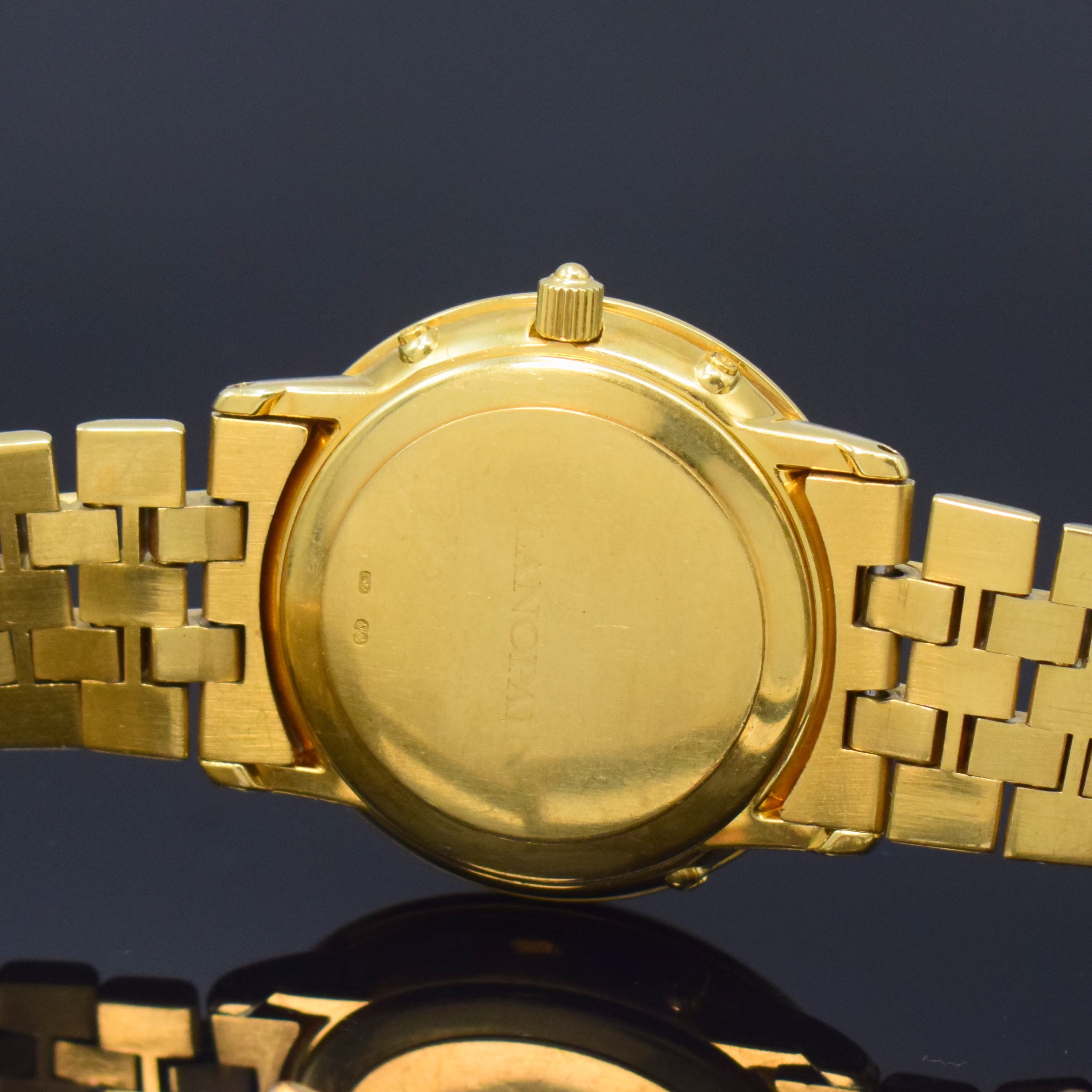 Detail e: BLANCPAIN Villeret Armbanduhr mit "Ewigem Kalender" Referenz 5395 in GG 750/000 am original Goldband, Schweiz um 1990, Automatik, 3-tlg. ...