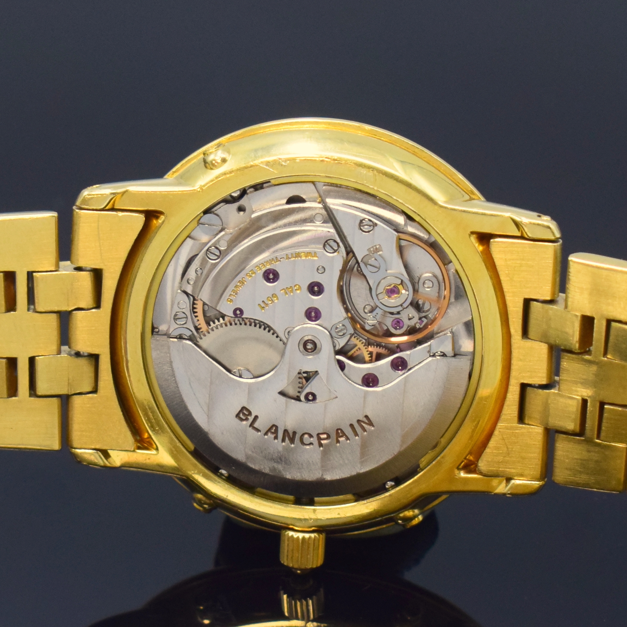 Detail g: BLANCPAIN Villeret Armbanduhr mit "Ewigem Kalender" Referenz 5395 in GG 750/000 am original Goldband, Schweiz um 1990, Automatik, 3-tlg. ...