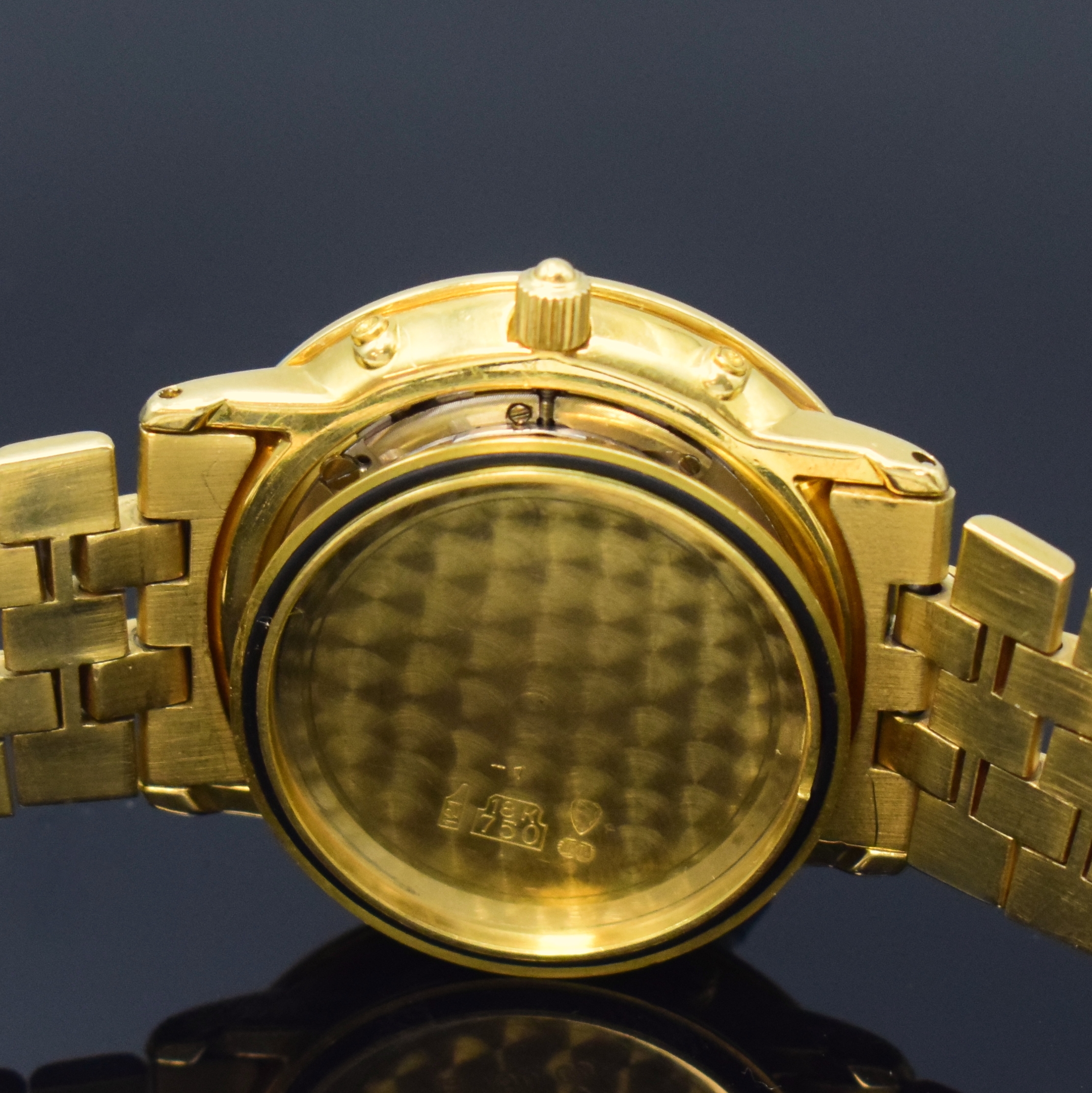 Detail h: BLANCPAIN Villeret Armbanduhr mit "Ewigem Kalender" Referenz 5395 in GG 750/000 am original Goldband, Schweiz um 1990, Automatik, 3-tlg. ...