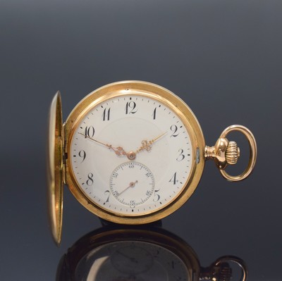 Image ZENITH 14k pink gold hunting cased pocket watch, Switzerland around 1920, engine-turned ...