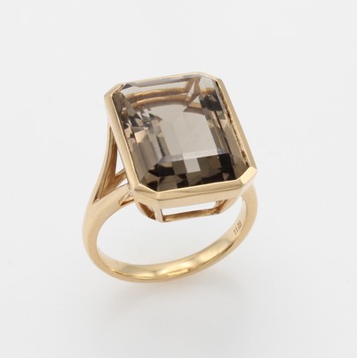 Image Ring mit Rauchquarz, RG 750/000, 8-eckiger Rauchquarz ca. 11.03 ct, RW ca. 55 ...