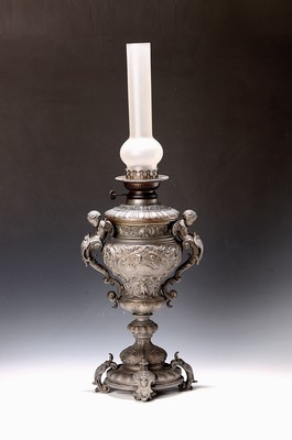 Image Petroleumlampe, Renaissancestil, um 1900,# Spritzguß, reich verziert, mit ...