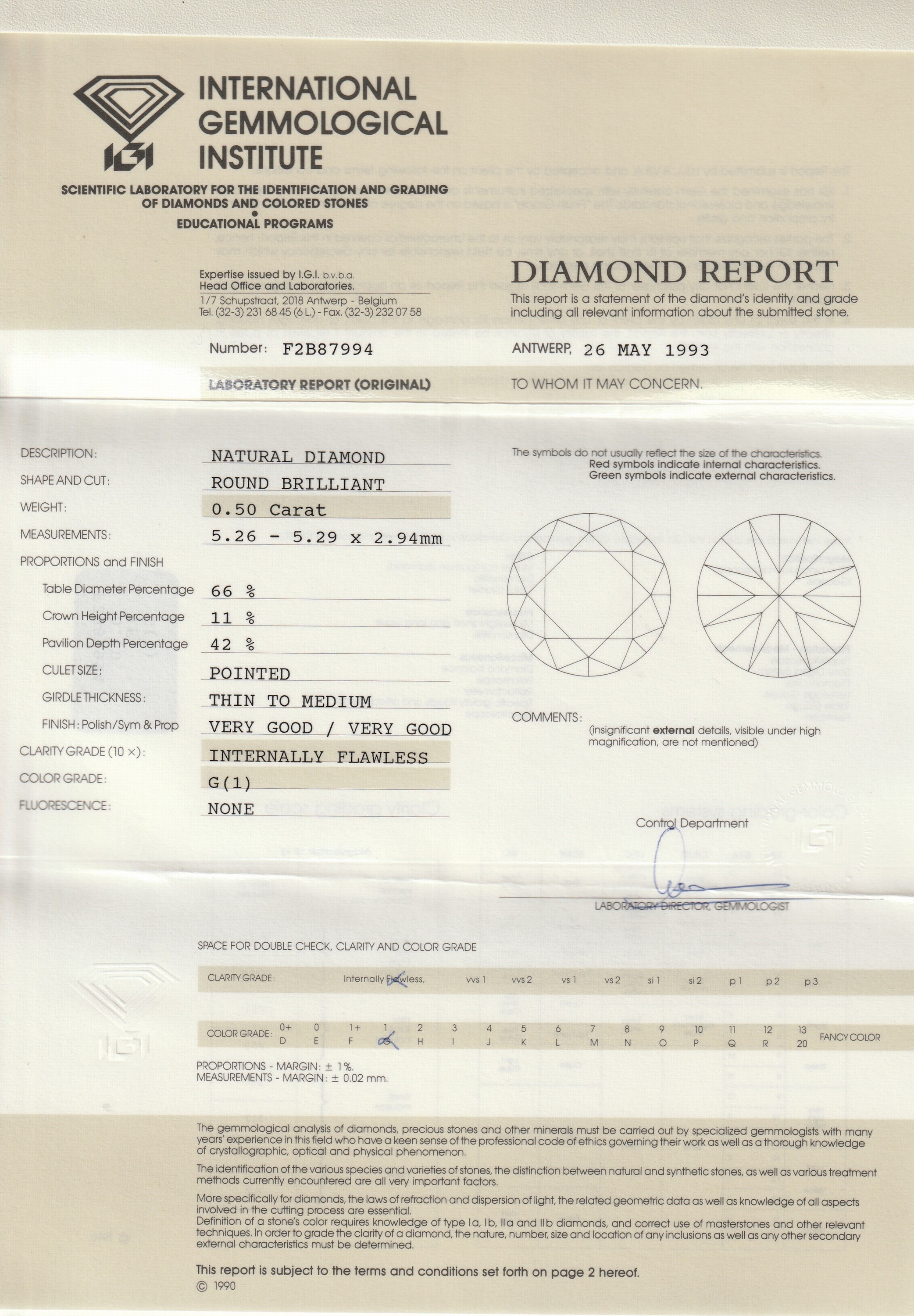 Detail b: Paar 18 kt Gold Brillant-Ohrstecker, WG 750/000, 2 Brillanten, 1 x 0.50 ct feines Weiß(F)/lr, 1 x 0.50 ct feines Weiß(G)/lr, mitabnehmbaren ...