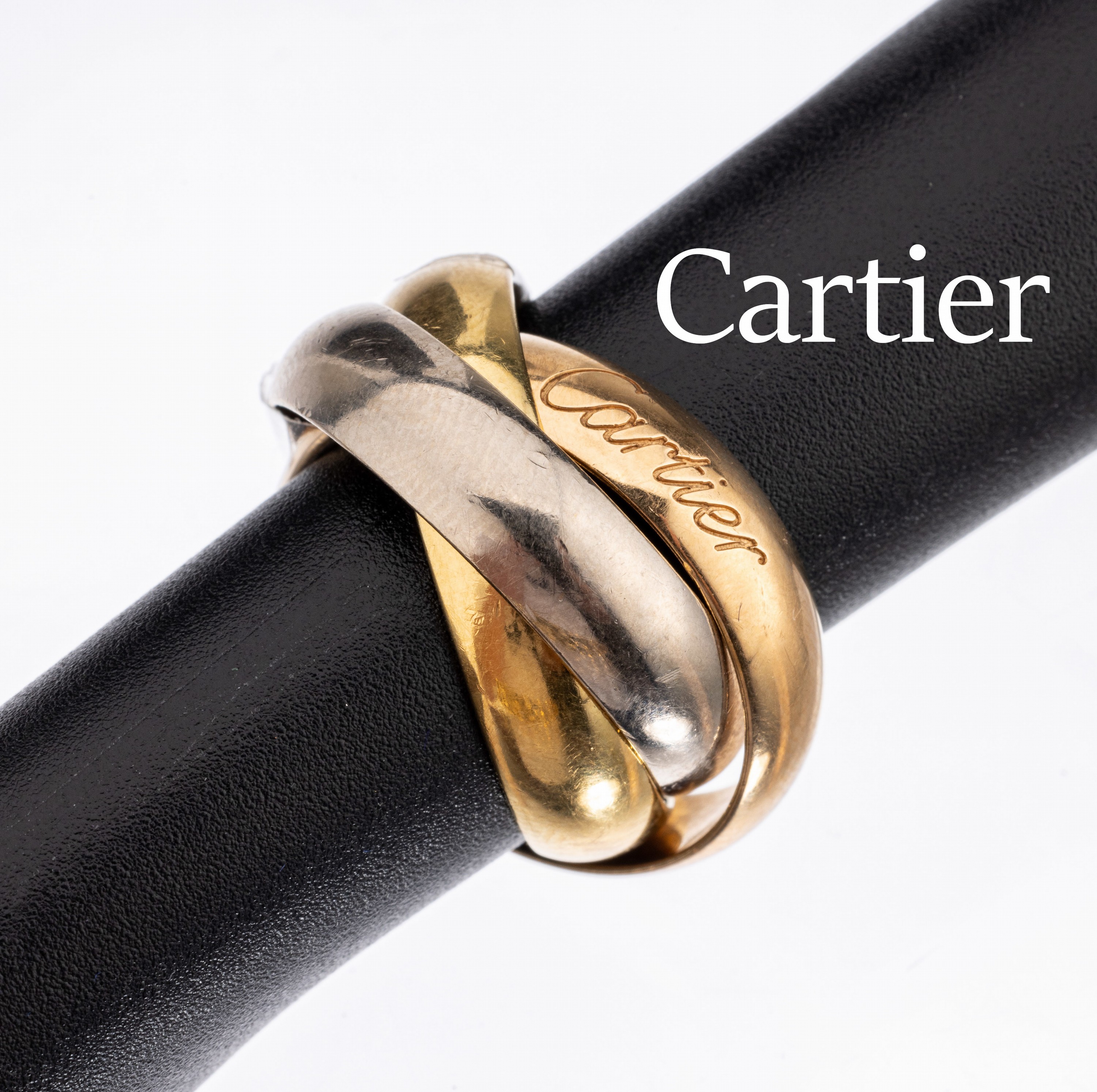 18 kt Gold CARTIER Ring, GG/RG/WG 750/000, Trinity-Serie, RW 52, ca. 15.2 g, sign., mit orig. Box und Umkarton