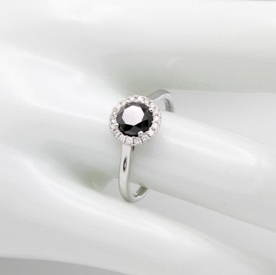 Image Ring mit Diamanten und Brillanten, WG 750/ 000, runde 1 schwarzer Diam. 1.09 ct (beh.), ...