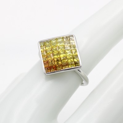 Image Ring mit Saphiren, WG 750/000, 36 Saphire inversch. Farben zus. ca. 2.10 ct, RW ca. 55 ...