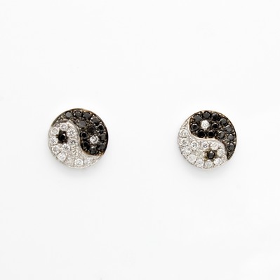 Image Paar Ohrstecker "Yin und Yang" mit Brillanten und Diamanten, WG 750/000, 26 ...