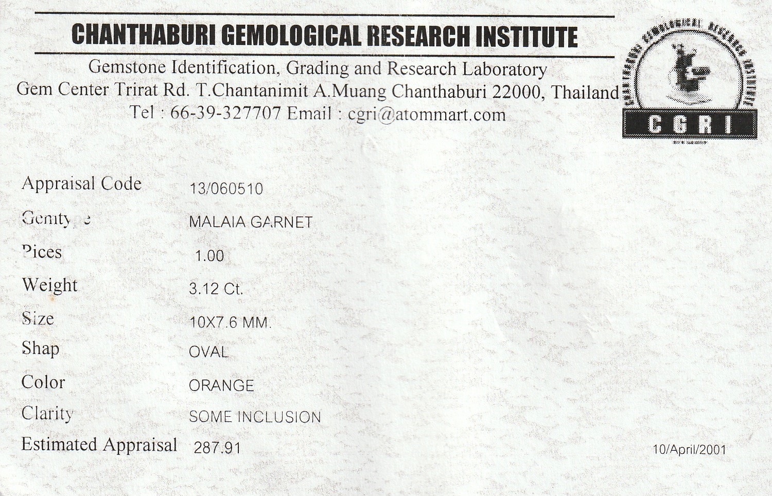 Detail b: Loser ovalfacett. Mandaringranat 3.12 ct, mit Zertifikat