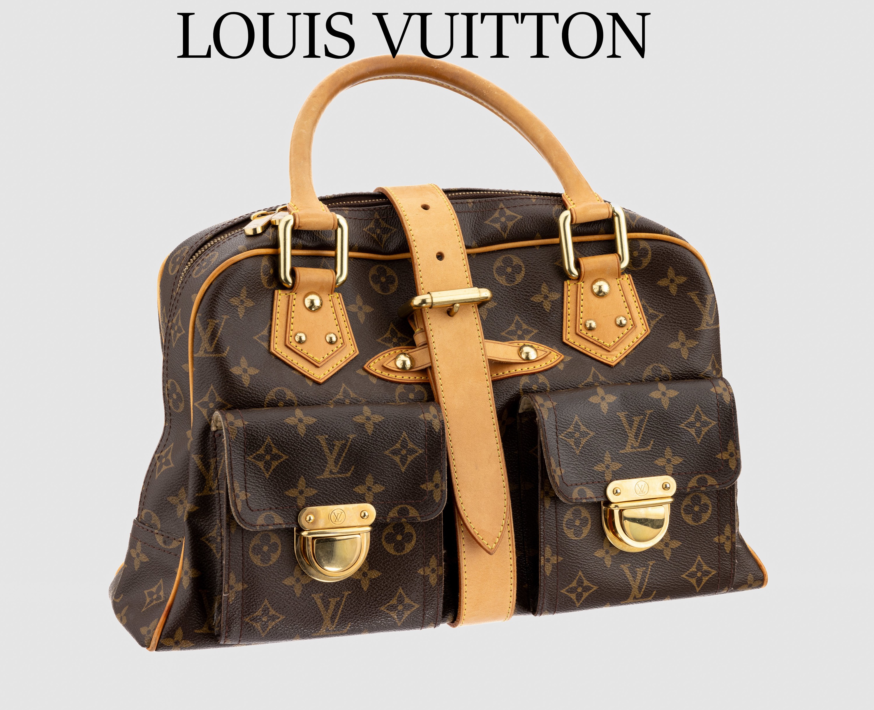 LOUIS VUITTON Vintage Handtasche Manhattan GM , von 2007, dieses Modell wird nicht mehr produziert, Monogram Canvas, aufgesetzte Taschen, ...